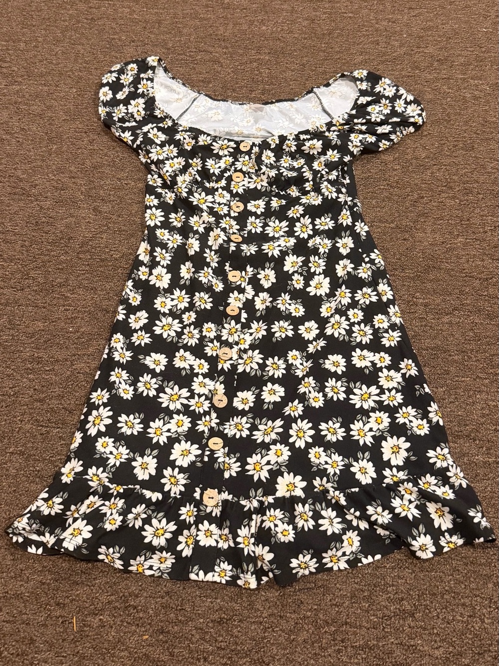 No Boundaries Junior Ladies black white Daisy Print dress casual cute EUC!